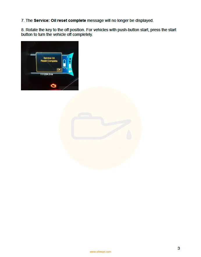 2013 Ford C-Max Oil Life Reset